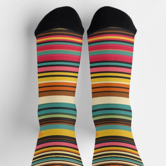 Groove Waves 70er Psychedelic Line Muster Socken (Oben)