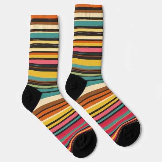 Groove Waves 70er Psychedelic Line Muster Socken (Rechts)