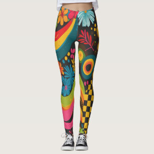 Groove Waves 70er psychedelische Linienmuster Leggings