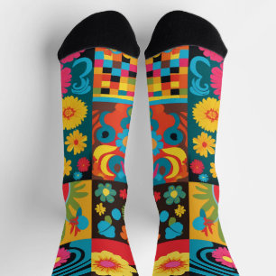 Groove Waves 70er psychedelische Linienmuster Socken