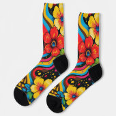 Groove Waves 70er psychedelische Linienmuster Socken (Linkes Detail)