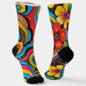 Groove Waves 70er psychedelische Linienmuster Socken (Gewinkelt)