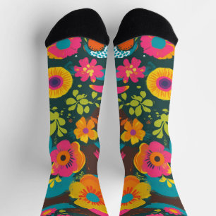 Groove Waves 70er psychedelische Linienmuster Socken