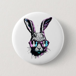 Groovi Rabbit Sonniges Gesicht mit Sonnenbrille Os Button