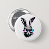 Groovi Rabbit Sonniges Gesicht mit Sonnenbrille Os Button (Vorne & Hinten)
