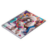 Groovie Hippie 60er Poodle Tanzen in der Disco Notizblock (Linke Seite)