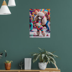 Groovie Hippie 60er Poodle Tanzen in der Disco Poster