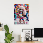 Groovie Hippie 60er Poodle Tanzen in der Disco Poster (Heimbüro)
