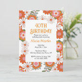 Groovie Hippie Flora & Leaf Geburtstag Einladung (Stehend Vorderseite)