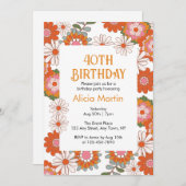 Groovie Hippie Flora & Leaf Geburtstag Einladung (Vorne/Hinten)