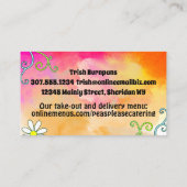 Groovie Hippie Koch Catering Kochkunststoff Feinsc Visitenkarte (Rückseite)