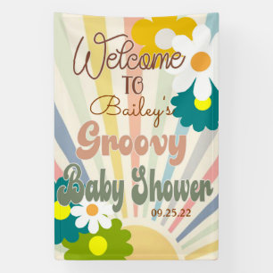 Groovige Babyparty, Retro Babyparty, Baby, Banner