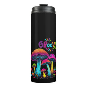 Groovige bunte psychedelische Pilze Thermosbecher