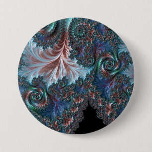 Groovige farbenfrohe Boho-Hippie-Mandelbrot-Frakta Button