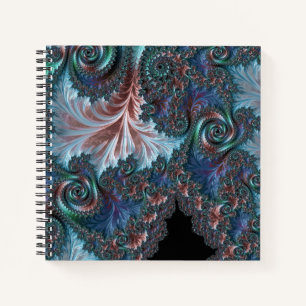 Groovige farbenfrohe Boho-Hippie-Mandelbrot-Frakta Notizblock