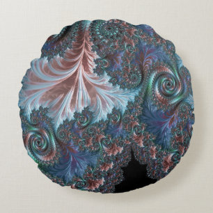 Groovige farbenfrohe Boho-Hippie-Mandelbrot-Frakta Rundes Kissen
