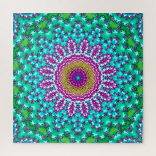 Groovige farbenfrohe Juwel-Ton-Boho-Fraktal-Mandal Puzzle
