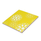 Groovige gelbe Gänseblümchen-Blume Retro-Blumenmus Fliese (Seite)