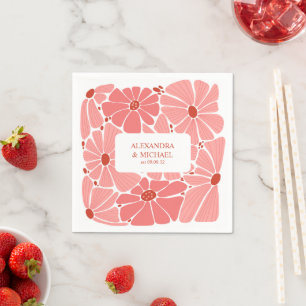 Groovige moderne rosa Gänseblümchen-Hochzeit Serviette