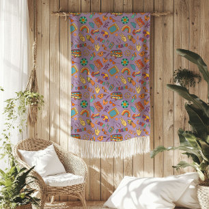 Groovige Pastell-Decke 70er Jahre Farbige Cozy Akz Fleecedecke