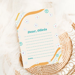 Groovige Retro-Blumen-Time-Capsule-Notiz-Nachricht Einladung