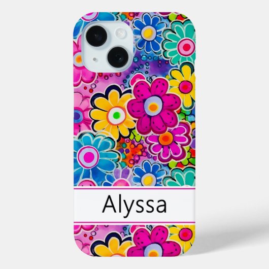 Groovige Retro-Blumenmuster personalisiert Case-Mate iPhone Hülle (Rückseite)