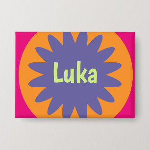 Groovige Retro-Botanik-Muster-Kunst Button
