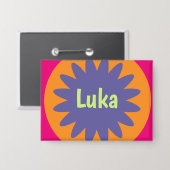 Groovige Retro-Botanik-Muster-Kunst Button (Vorderseite/Rückseite)
