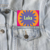 Groovige Retro-Botanik-Muster-Kunst Button (Insitu)
