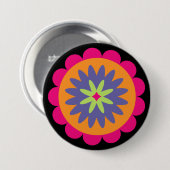 Groovige Retro-Botanik-Musterkunst Button (Vorne & Hinten)