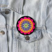 Groovige Retro-Botanik-Musterkunst Button (Beispiel)