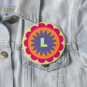 Groovige Retro-Botanik-Musterkunst Button (Beispiel)