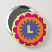 Groovige Retro-Botanik-Musterkunst Button (Vorne & Hinten)