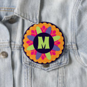 Groovige Retro-Botanik-Musterkunst Button (Beispiel)