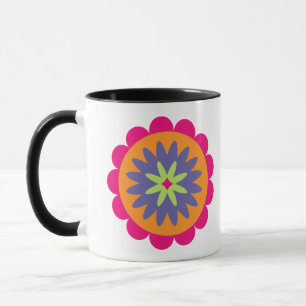 Groovige Retro-Botanik-Musterkunst Tasse