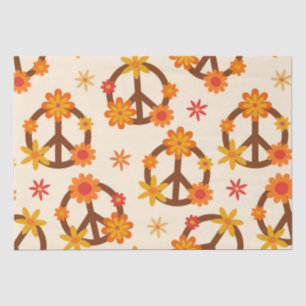 Groovige Retro-bunte Blumen auf Friedenszeichen  Seidenpapier