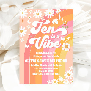 Groovige Retro-Einladung zum 10. Geburtstag Einladung