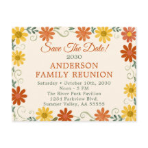 Groovige Retro-Familientreffen-Save-The-Date