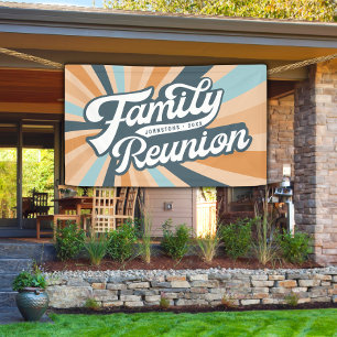 Groovige Retro-Familientreffen Zusammenkunft Banner
