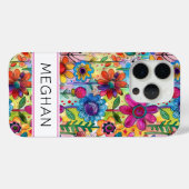 Groovige Retro-Flower-Power-Personalisierung Case-Mate iPhone Hülle (Rückseite (Horizontal))