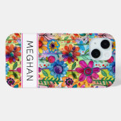 Groovige Retro-Flower-Power-Personalisierung Case-Mate iPhone Hülle (Rückseite (Horizontal))