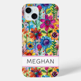 Groovige Retro-Flower-Power-Personalisierung Case-Mate iPhone Hülle