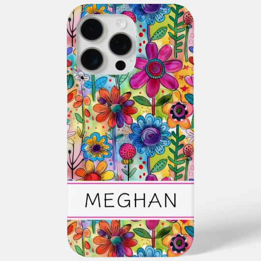 Groovige Retro-Flowerpower-Personalisierung Case-Mate iPhone Hülle (Rückseite)