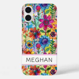 Groovige Retro-Flowerpower-Personalisierung iPhone 16 Plus Hülle