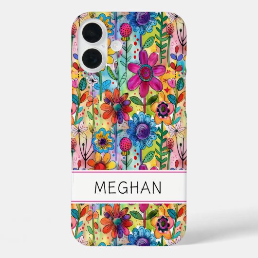 Groovige Retro-Flowerpower-Personalisierung Case-Mate iPhone Hülle (Rückseite)