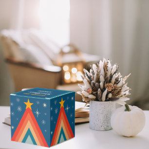 Groovige Retro Vintage Blaue Tannen-Weihnachtsfeie Geschenkschachtel