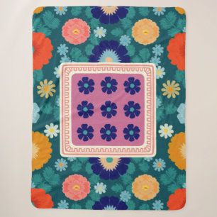 Groovige Sonnenblumen und botanische Blüten Sherpadecke