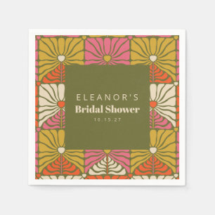 Groovige Vintage-Grüne Florale Hochzeitsdusche Cus Serviette