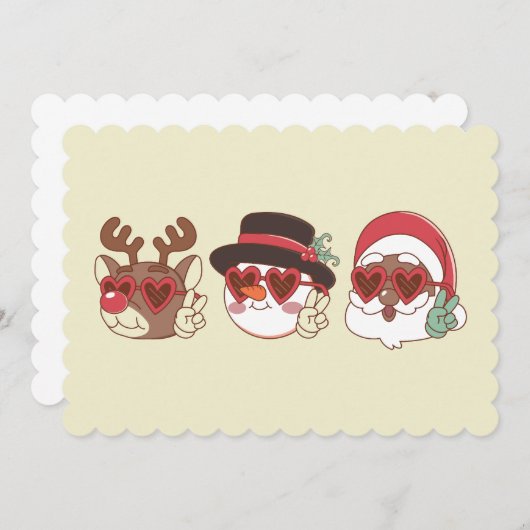 Groovige Weihnachtsschneemann Einladung (Vorne/Hinten)