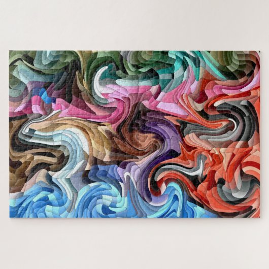 Grooviger farbenfroher Fluid-Patchwork-Abstrakt-Mo Puzzle (Horizontal)